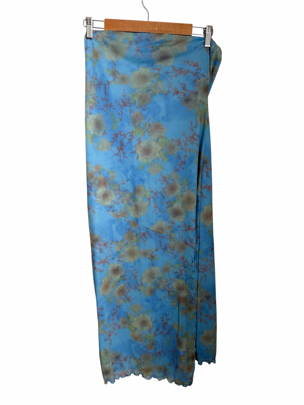 Urban Outfitters Blue Floral Strapless Maxi Dress